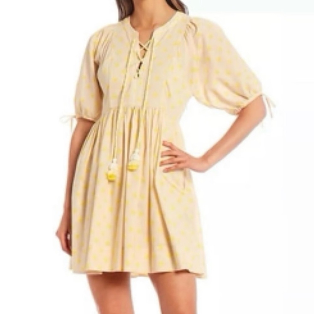 Chelsea & Violet Yellow Puff Sleeve Sundress